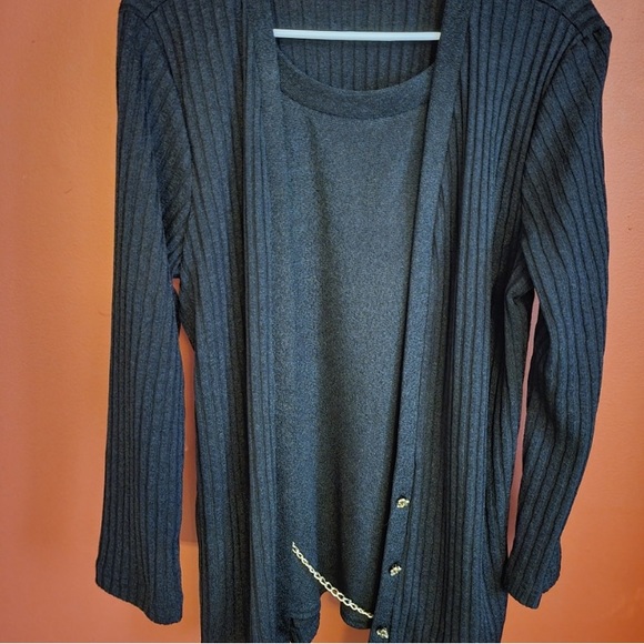 Vintage Oliva Rose 80s90s long Sleeve 1piece Shirt with detachable chain size 16 - Picture 6 of 12